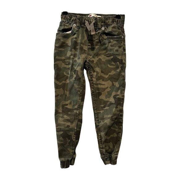 Levi's Boys Size 6 Slim Fit Stretch Jogger Pants Green Camp Camo Outdoor School - Picture 1 of 10